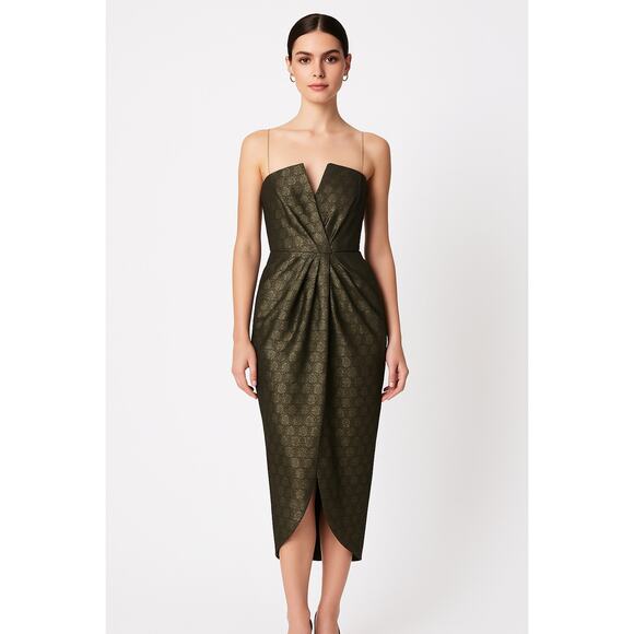 1980’s Carolyne Roehm strapless Metallic Brocade Strapless Gown formal dress XXS